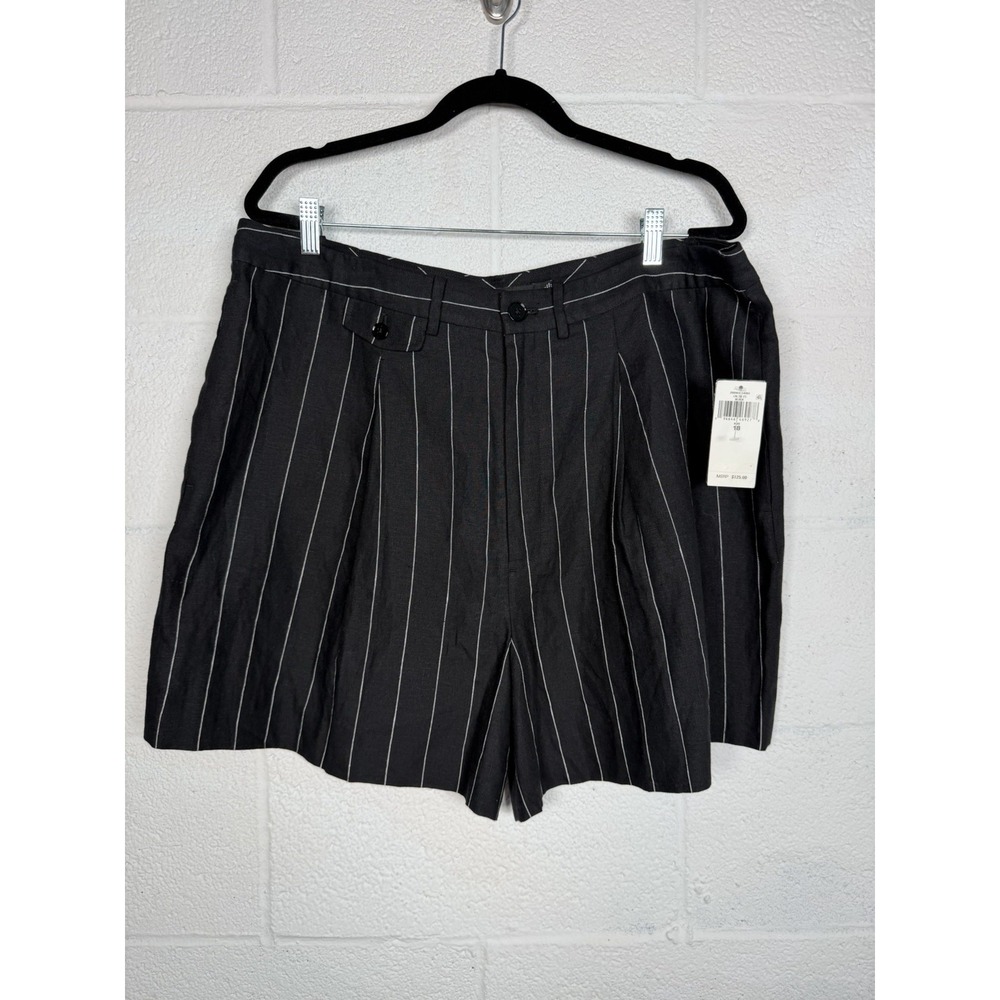 Lauren Ralph Lauren Linen Shorts 18 NWT Black White Pinstripe Tailored Bermuda
